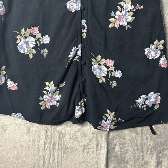Abercrombie & Fitch Women's Navy Blue Floral Button Front Dress Size Small - Picture 3 of 10